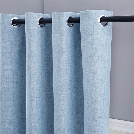 Rookblauw gordijn met linnenlook structuur