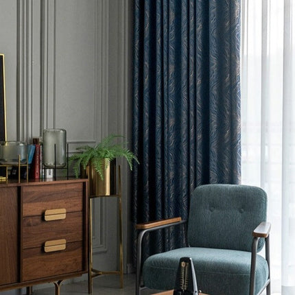 Nachtblauw verduisterend gordijn met textuur