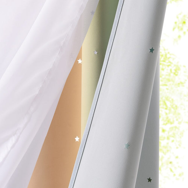 Kleurrijk buitengordijn voor terras en pergola