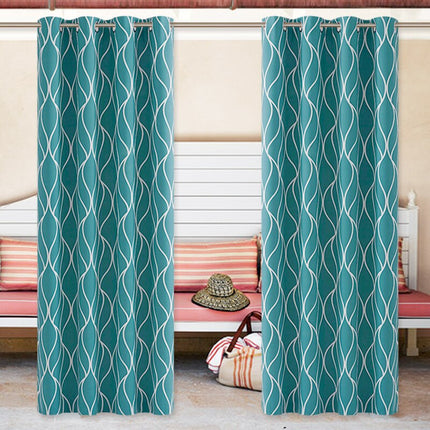 Buitengordijn met modern golvend patroon