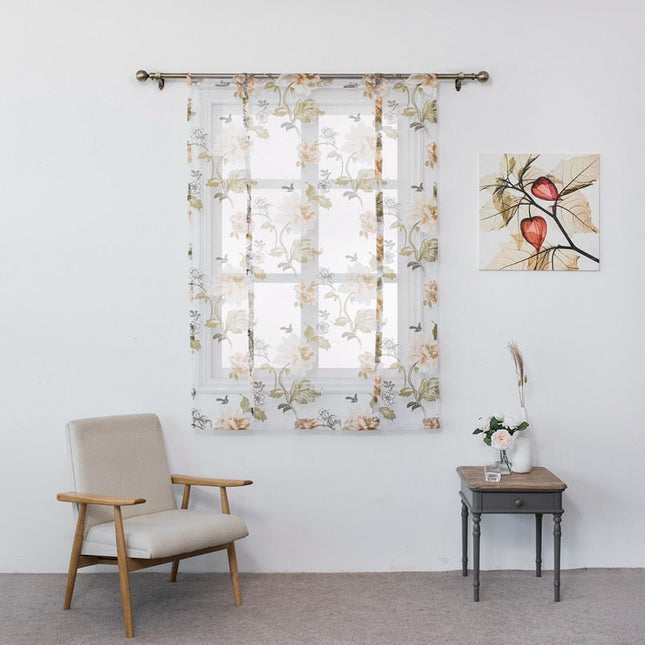 Transparant vouwgordijn met botanische bloemenprint