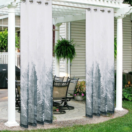 Buitengordijn met sfeervol bos patroon