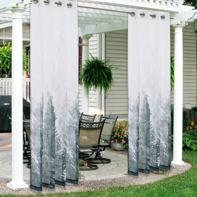 Buitengordijn met sfeervol bos patroon