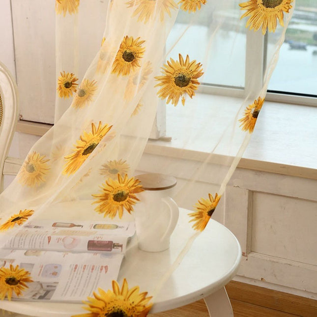 Vitrage met zonnebloemen patroon voor keuken