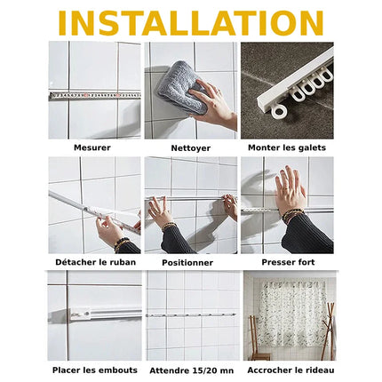 Zelfklevende gordijnrail zonder boren