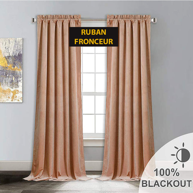 Beige fluwelen thermisch verduisteringsgordijn