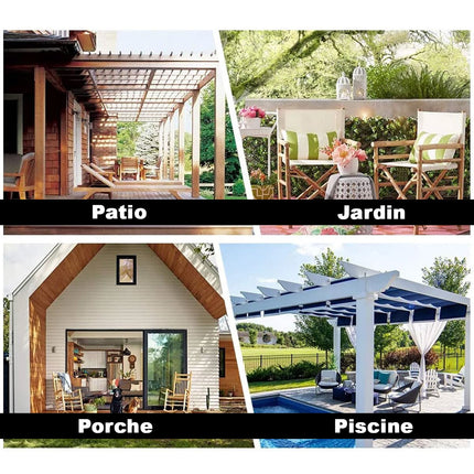 Grijs buitengordijn met lussen voor pergola