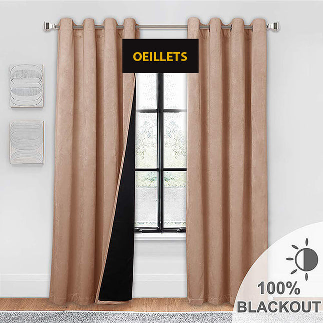 Beige fluwelen thermisch verduisteringsgordijn