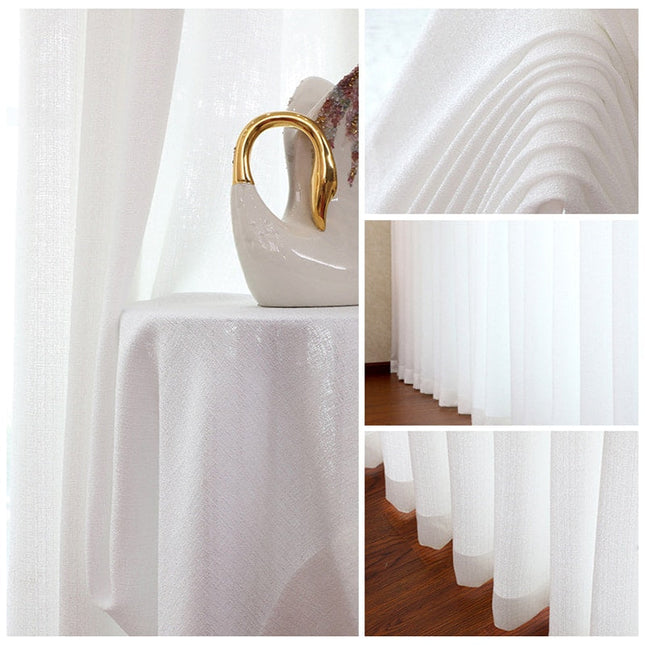 Moderne effen witte vitrage woonkamer