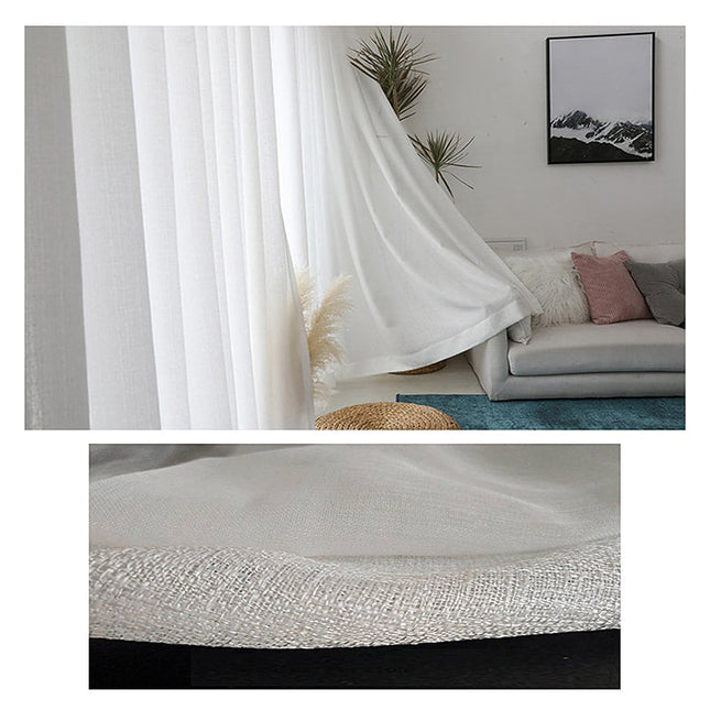 Moderne effen witte vitrage woonkamer
