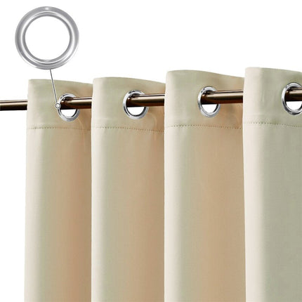 Beige waterafstotend tuingordijn met ringen