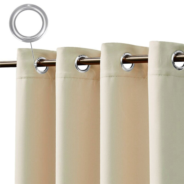Beige waterafstotend tuingordijn met ringen