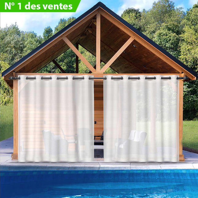 Witte outdoor vitrage voor pergola