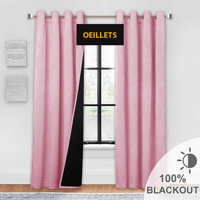 Poederroze fluwelen thermisch verduisteringsgordijn