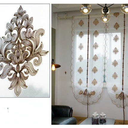 Vitrage ophaalgordijn met barok borduursel