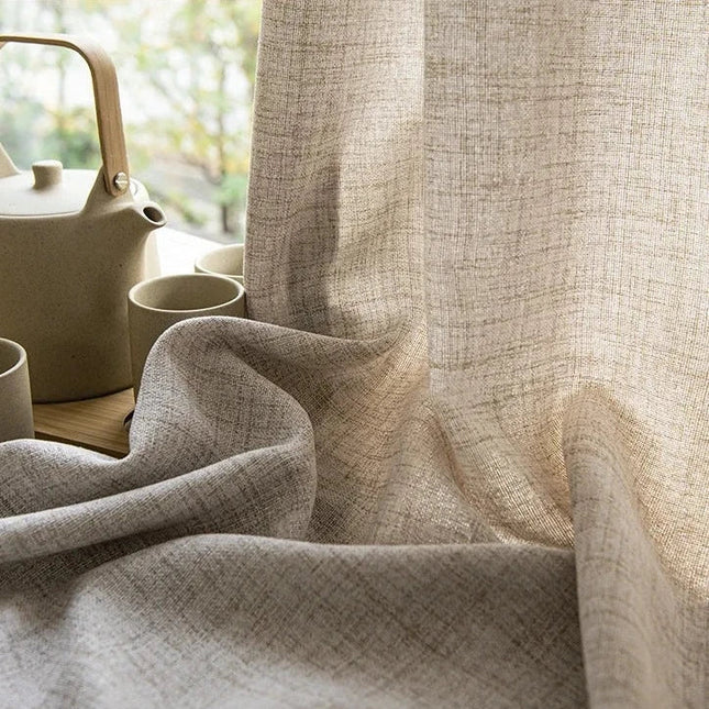 Semi-transparant beige gordijn met border