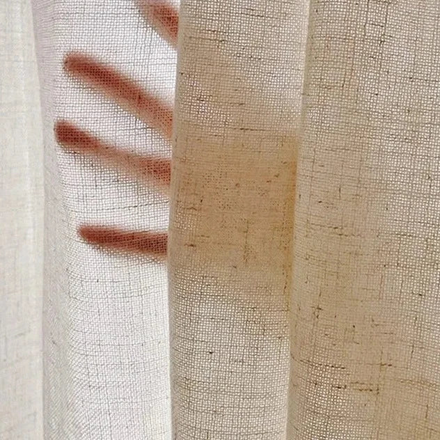 Licht beige linnen vitrage gordijn