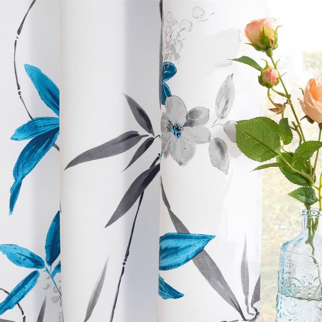 Gordijn met botanisch bamboe patroon
