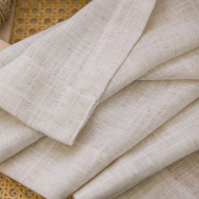 Licht beige linnen vitrage gordijn