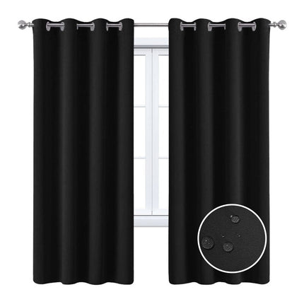 Zwart waterdicht buitengordijn met ringen