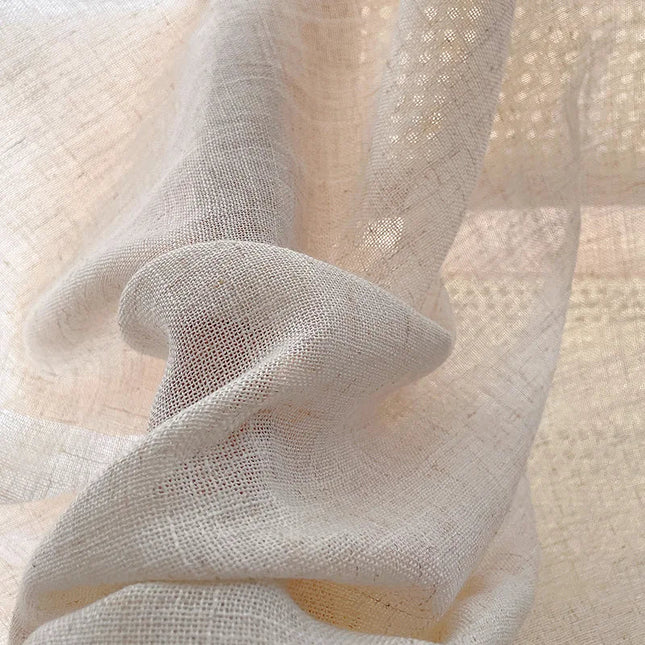 Licht beige linnen vitrage gordijn