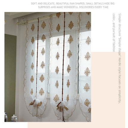 Vitrage ophaalgordijn met barok borduursel