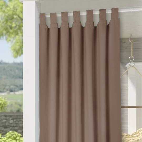 Bruin buitengordijn met lussen