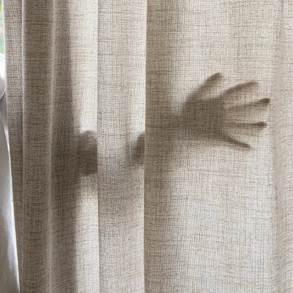 Semi-transparant beige gordijn met border