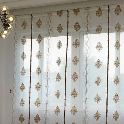 Vitrage ophaalgordijn met barok borduursel