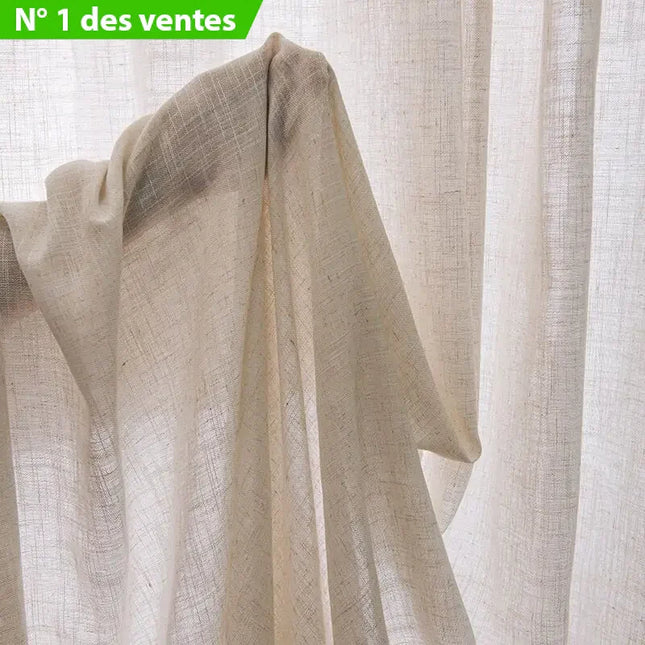 Licht beige linnen vitrage gordijn