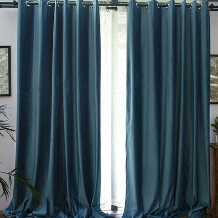 Blauw verduisterend gordijn met satijnlook