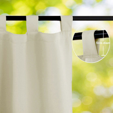 Crèmekleurig waterdicht buitengordijn met ringen