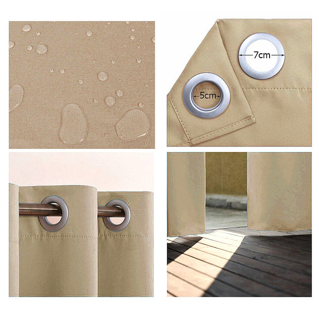 Verduisterend buitengordijn voor pergola met ringen.