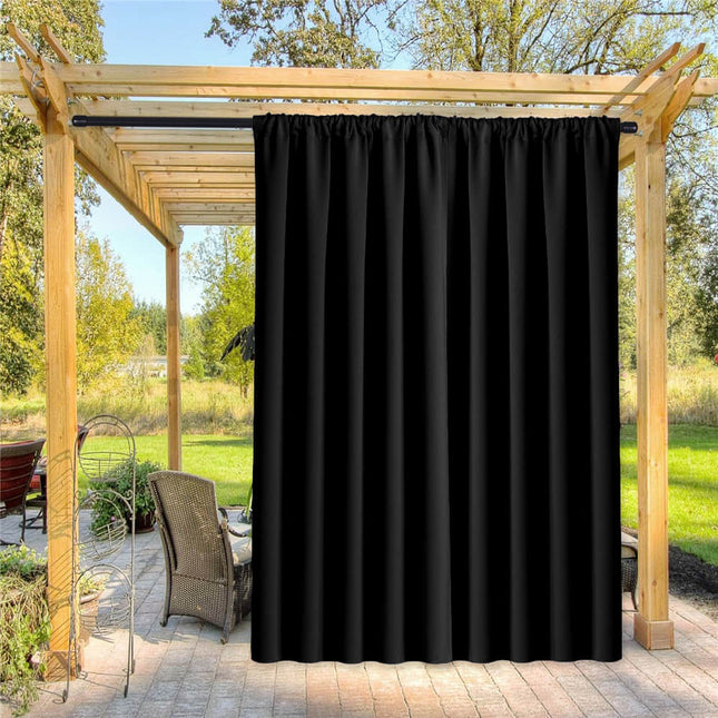 Zwart waterdicht buitengordijn voor tuin