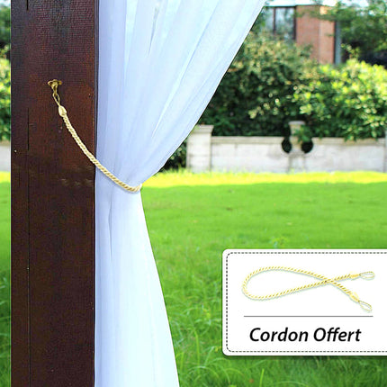 Witte vitrage voor buitengebruik op terras