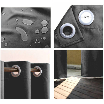 Grijs waterdicht buitengordijn met ringen