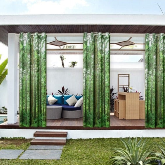 Buitengordijn met bomen print voor balkon