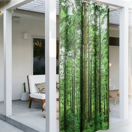 Buitengordijn met bomen print voor balkon