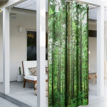 Buitengordijn met bomen print voor balkon