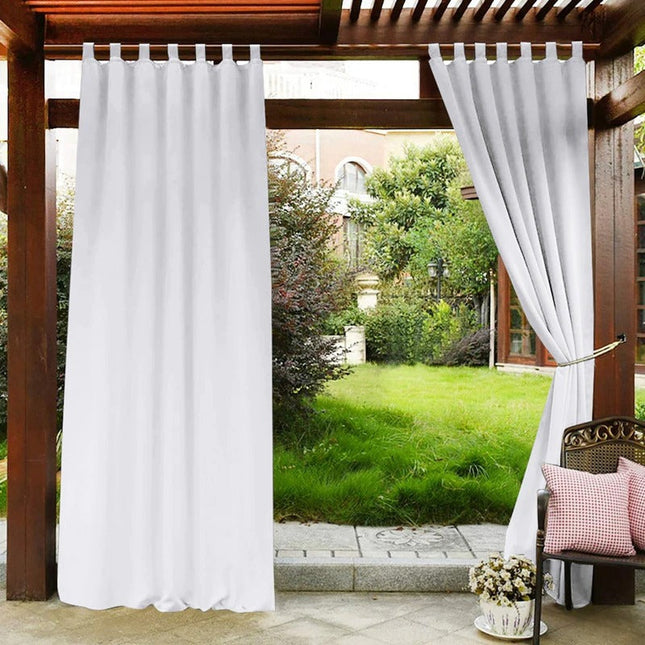 Wit buitengordijn met lussen voor pergola