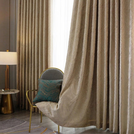 Beige verduisterend gordijn met golfpatroon