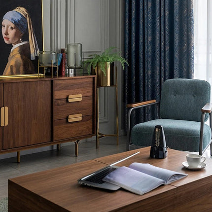 Nachtblauw verduisterend gordijn met textuur