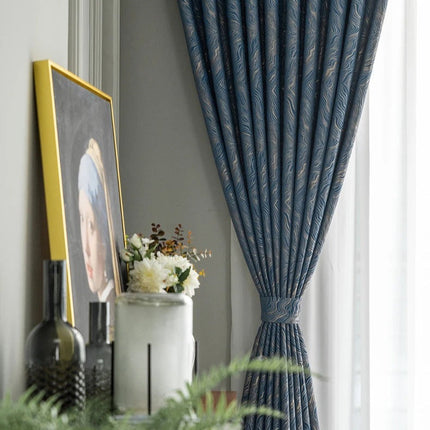Nachtblauw verduisterend gordijn met textuur