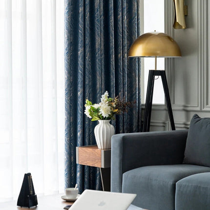 Nachtblauw verduisterend gordijn met textuur