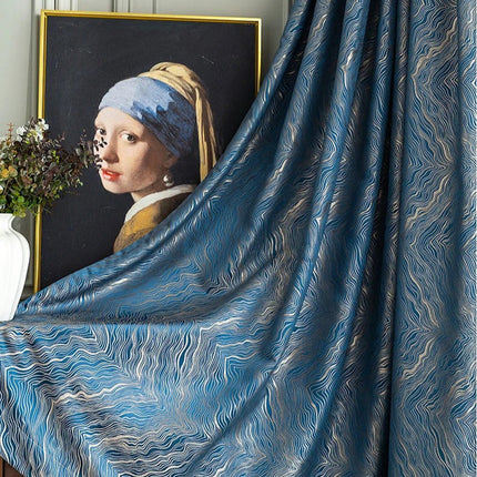 Nachtblauw verduisterend gordijn met textuur