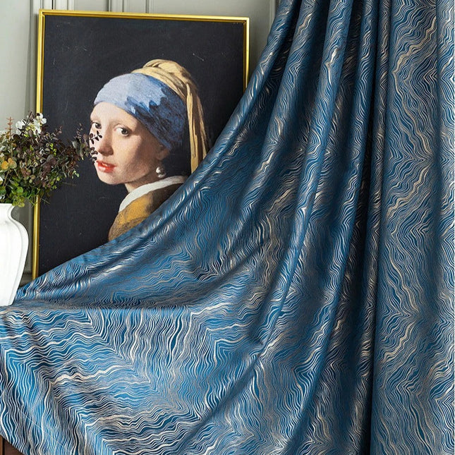 Nachtblauw verduisterend gordijn met textuur