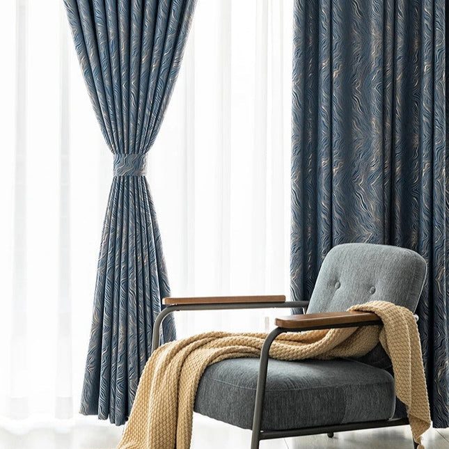 Nachtblauw verduisterend gordijn met textuur