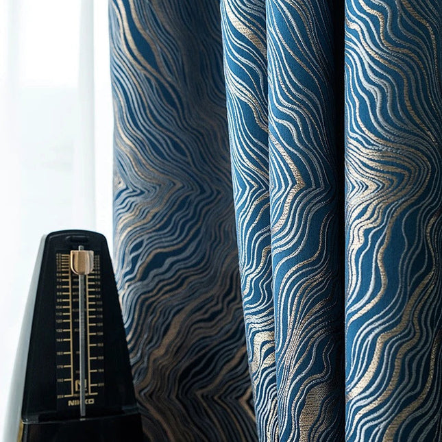 Nachtblauw verduisterend gordijn met textuur