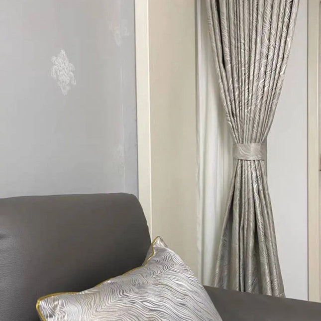 Verduisteringsgordijn zilver met golvend patroon