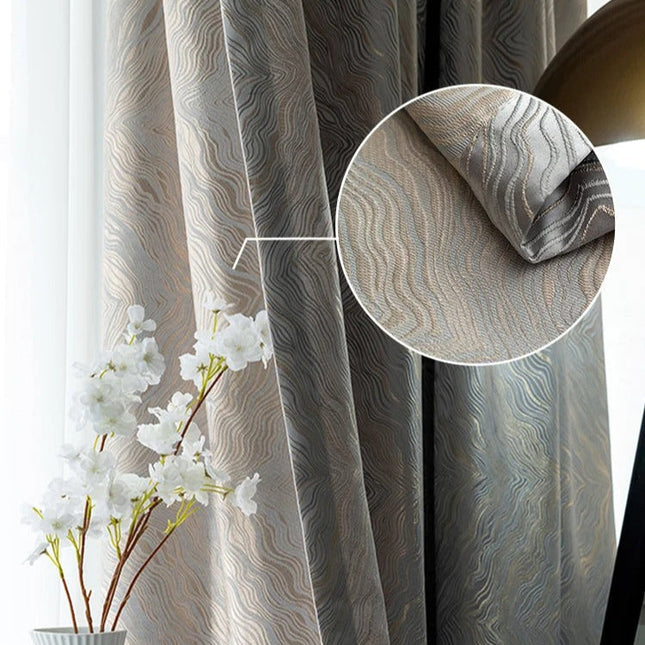 Verduisteringsgordijn zilver met golvend patroon